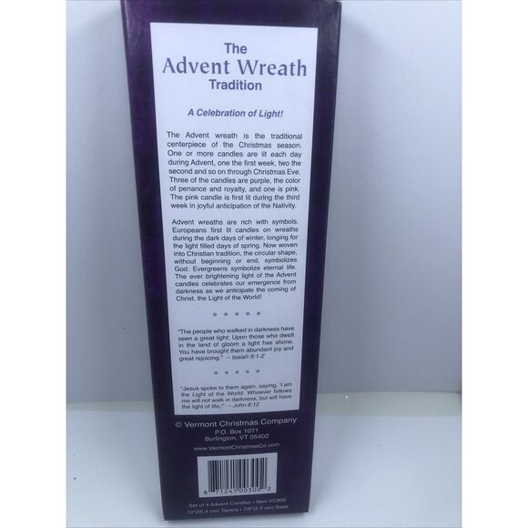 Advent Candles 3Purple & 1 Pink - 10" Taper Candles - Made in USA - Picture 7 of 13